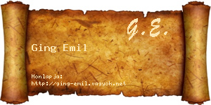 Ging Emil névjegykártya
